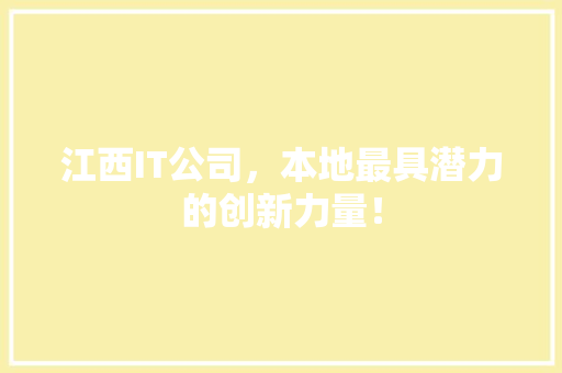 江西IT公司，本地最具潜力的创新力量！