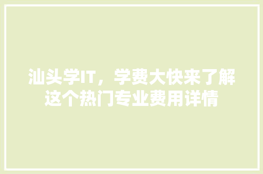 汕头学IT，学费大快来了解这个热门专业费用详情