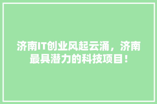 济南IT创业风起云涌，济南最具潜力的科技项目！