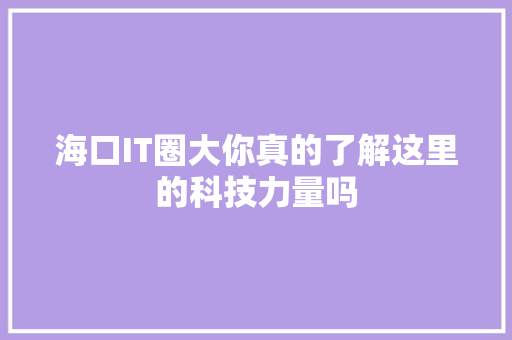 海口IT圈大你真的了解这里的科技力量吗