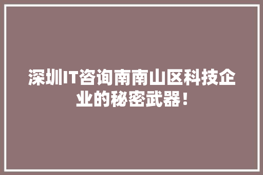 深圳IT咨询南南山区科技企业的秘密武器！ 搜狗SEO