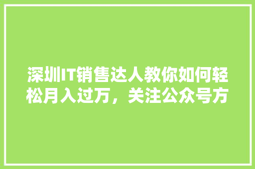 深圳IT销售达人教你如何轻松月入过万，关注公众号方法！ 搜狗SEO
