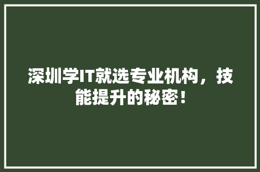 深圳学IT就选专业机构，技能提升的秘密！ 必应SEO