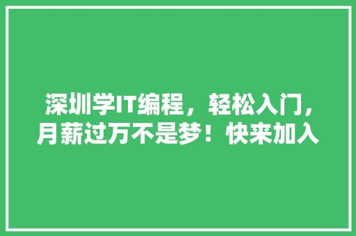 深圳学IT编程，轻松入门，月薪过万不是梦！快来加入我们！