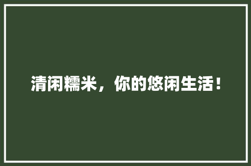清闲糯米，你的悠闲生活！ 搜狗SEO