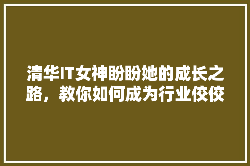 清华IT女神盼盼她的成长之路，教你如何成为行业佼佼者！