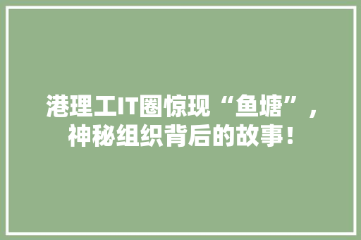 港理工IT圈惊现“鱼塘”，神秘组织背后的故事！