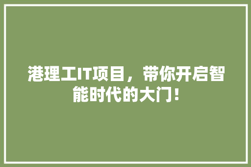 港理工IT项目，带你开启智能时代的大门！