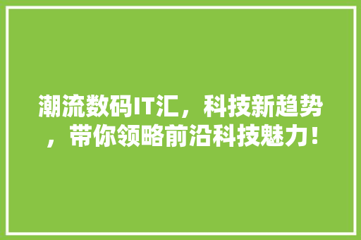 潮流数码IT汇，科技新趋势，带你领略前沿科技魅力！