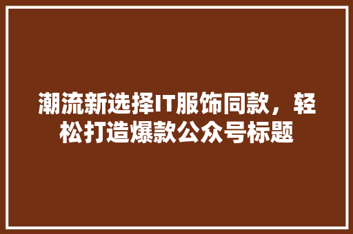 潮流新选择IT服饰同款，轻松打造爆款公众号标题 百度SEO