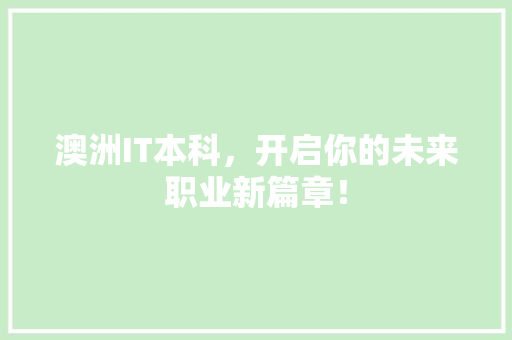 澳洲IT本科，开启你的未来职业新篇章！ 必应SEO