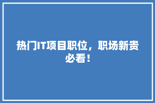 热门IT项目职位，职场新贵必看！