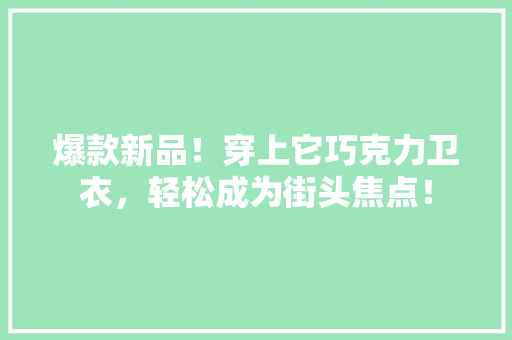 爆款新品！穿上它巧克力卫衣，轻松成为街头焦点！
