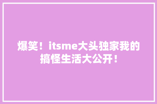 爆笑！itsme大头独家我的搞怪生活大公开！ 网站建设公司