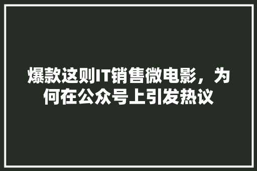 爆款这则IT销售微电影，为何在公众号上引发热议