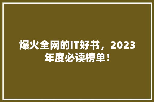 爆火全网的IT好书，2023年度必读榜单！ 神马SEO