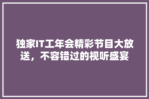 独家IT工年会精彩节目大放送，不容错过的视听盛宴