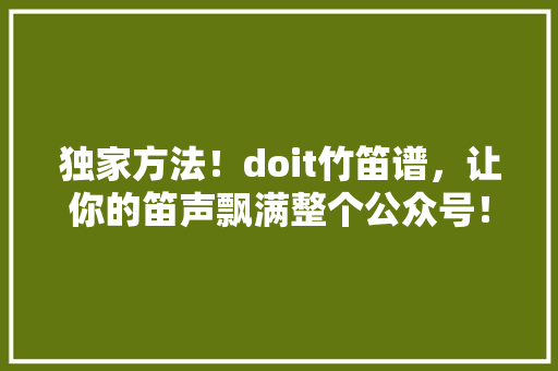 独家方法！doit竹笛谱，让你的笛声飘满整个公众号！ 网站建设公司