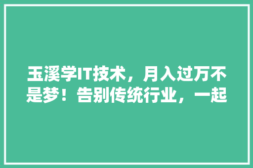 玉溪学IT技术，月入过万不是梦！告别传统行业，一起开启IT新人生！