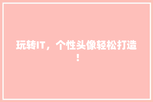 玩转IT，个性头像轻松打造！ 网站建设公司