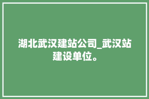 湖北武汉建站公司_武汉站建设单位。