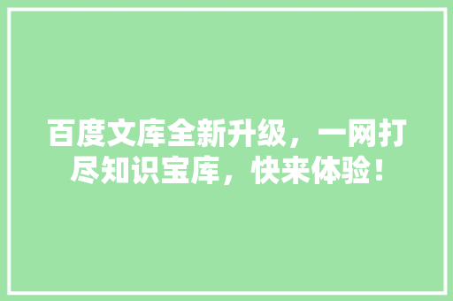 百度文库全新升级，一网打尽知识宝库，快来体验！ 必应SEO