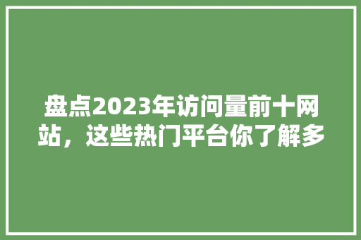 盘点2023年访问量前十网站，这些热门平台你了解多少 搜狗SEO