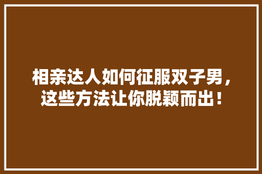 相亲达人如何征服双子男，这些方法让你脱颖而出！ 必应SEO