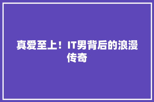真爱至上！IT男背后的浪漫传奇