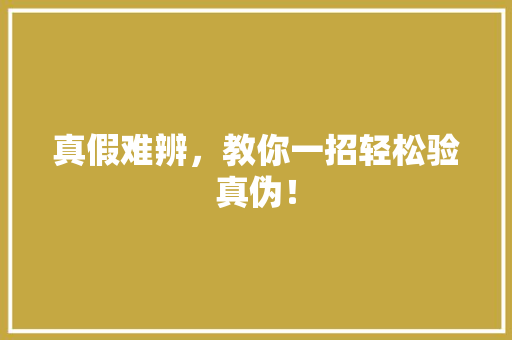 真假难辨，教你一招轻松验真伪！