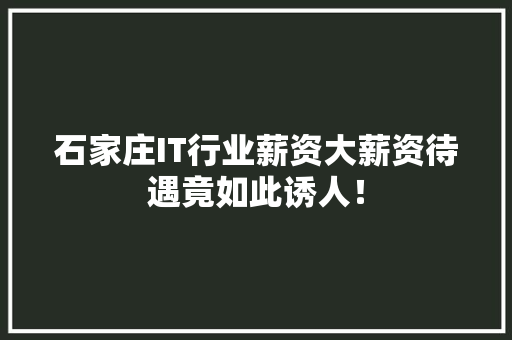 石家庄IT行业薪资大薪资待遇竟如此诱人！