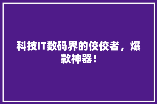 科技IT数码界的佼佼者，爆款神器！
