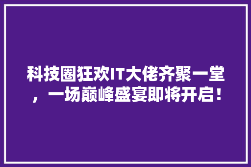 科技圈狂欢IT大佬齐聚一堂，一场巅峰盛宴即将开启！