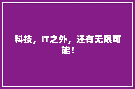 科技，IT之外，还有无限可能！