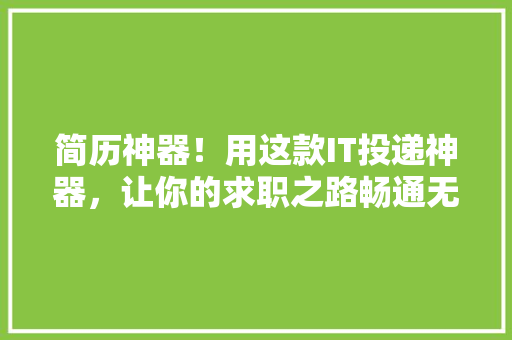 简历神器！用这款IT投递神器，让你的求职之路畅通无阻！ 必应SEO