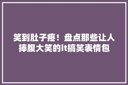 笑到肚子疼！盘点那些让人捧腹大笑的it搞笑表情包