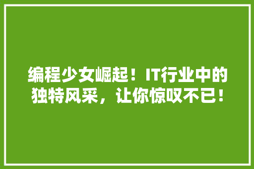 编程少女崛起！IT行业中的独特风采，让你惊叹不已！ 百度SEO