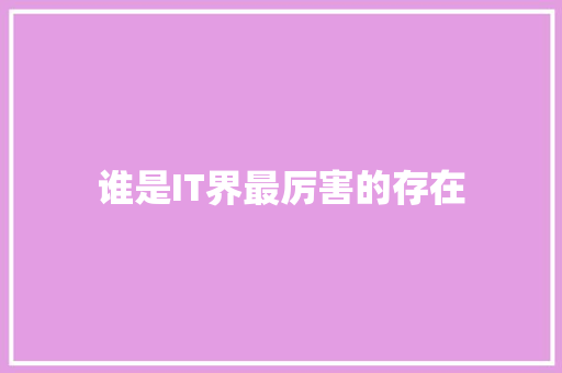 谁是IT界最厉害的存在
