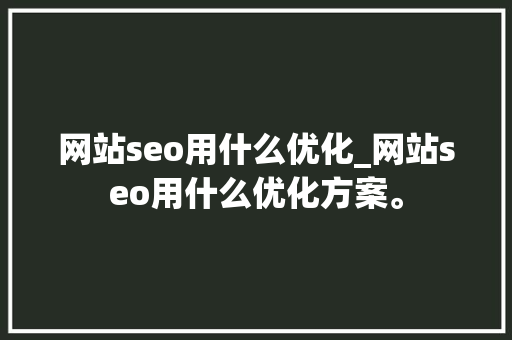 网站seo用什么优化_网站seo用什么优化方案。