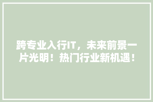 跨专业入行IT，未来前景一片光明！热门行业新机遇！