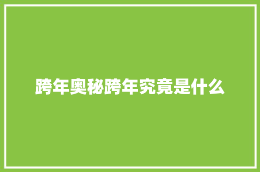 跨年奥秘跨年究竟是什么