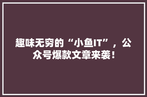 趣味无穷的“小鱼IT”，公众号爆款文章来袭！