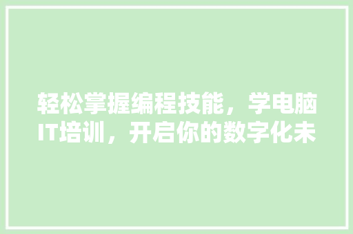 轻松掌握编程技能，学电脑IT培训，开启你的数字化未来！