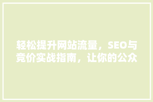 轻松提升网站流量，SEO与竞价实战指南，让你的公众号瞬间爆火！
