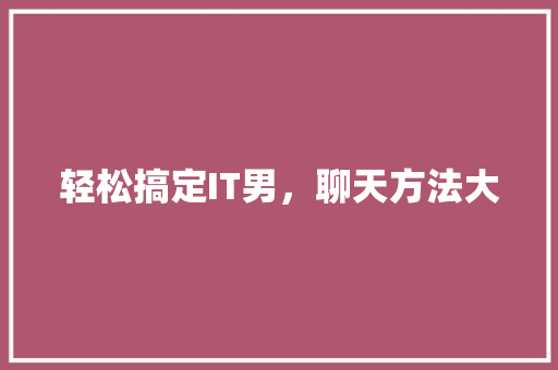 轻松搞定IT男，聊天方法大