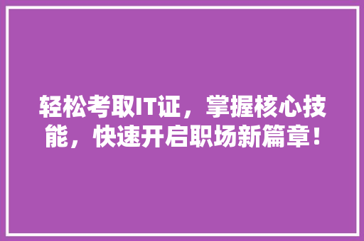 轻松考取IT证，掌握核心技能，快速开启职场新篇章！ 网站建设公司