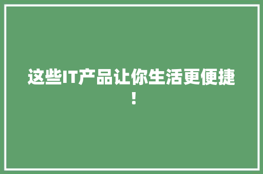 这些IT产品让你生活更便捷！ 百度SEO