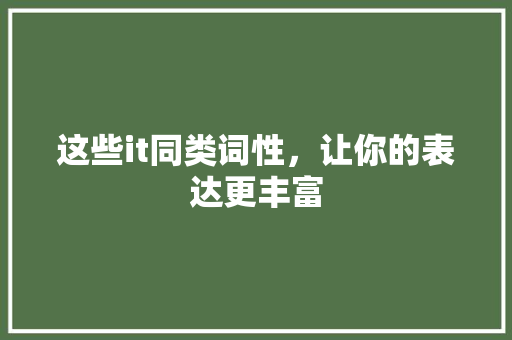 这些it同类词性，让你的表达更丰富