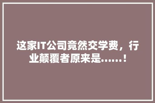 这家IT公司竟然交学费，行业颠覆者原来是……！ 网站建设公司