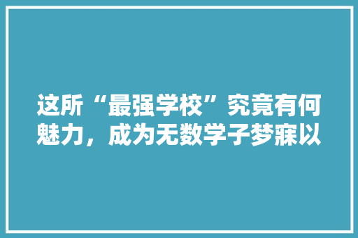 这所“最强学校”究竟有何魅力，成为无数学子梦寐以求的圣地 SEO关键词